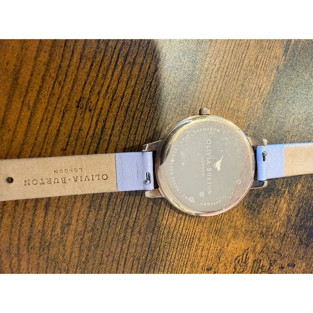 Olivia Burton London Rose Gold Lilac Leather Marble Dial Watch OB16BDW22 OBW0497